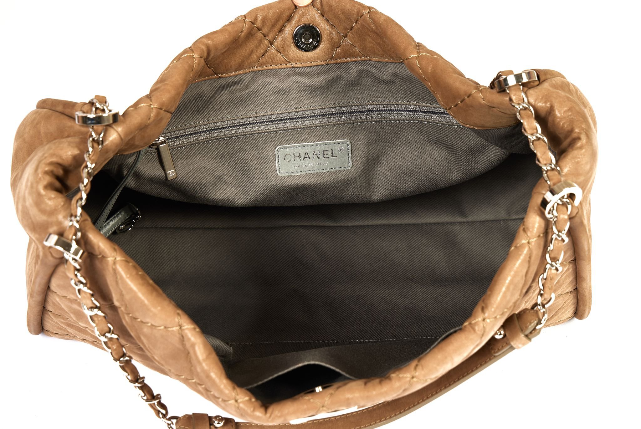 Chanel Glazed Nabuk Shoulder Bag Beige