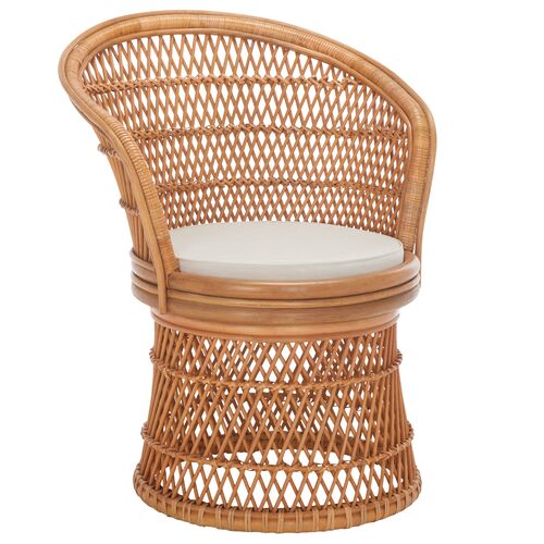 Teyreth Swivel Accent Rattan Chair with Cushion