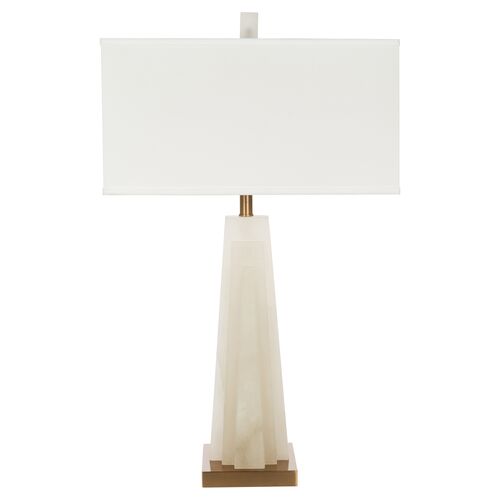 Aviano Alabaster Table Lamp, Ivory/Gold~P77423458