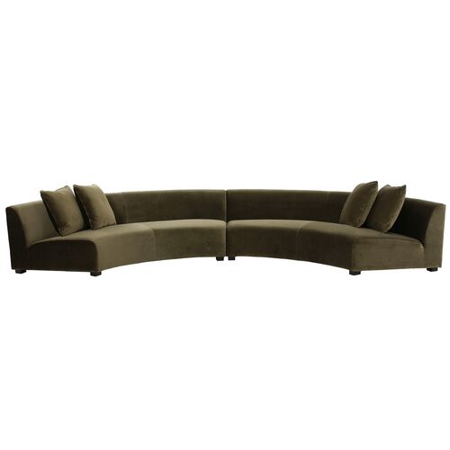 Florence 2pc Curved Sectional, Velvet