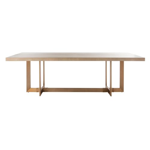 Ophelie Dining Table, Grey Oak/Brass
