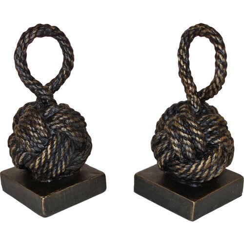 Mary Rope Knot Bookends, Bronze~P76617206