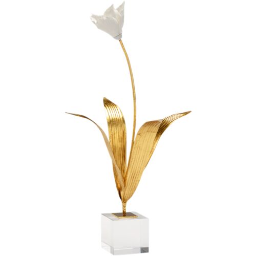 Tulip On Crystal Stand, Gold