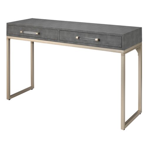 Kain Faux Shagreen Console Table, Gray~P77638199
