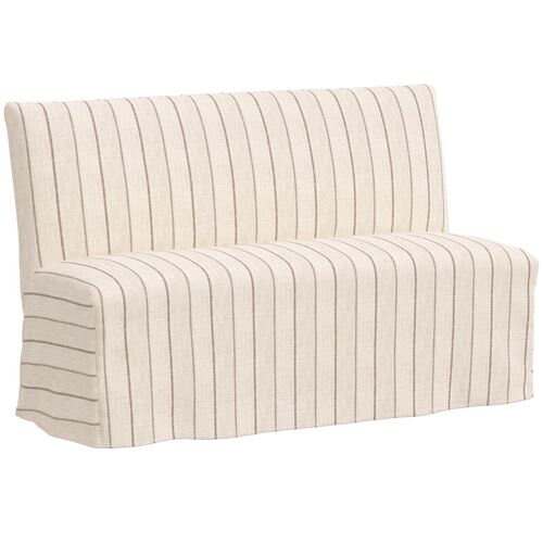 Edith Slipcover Dining Banquette, Pinstripe