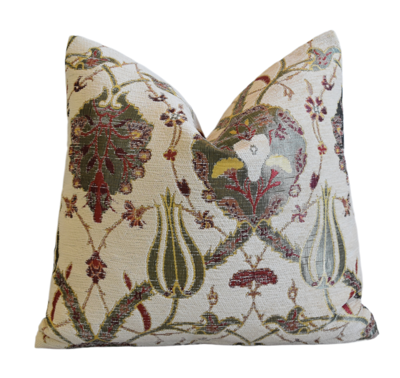 French Velvety Chenille Floral Pillow~P77681104
