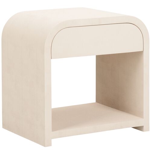 Vail Shagreen Waterfall Side Table, Cream