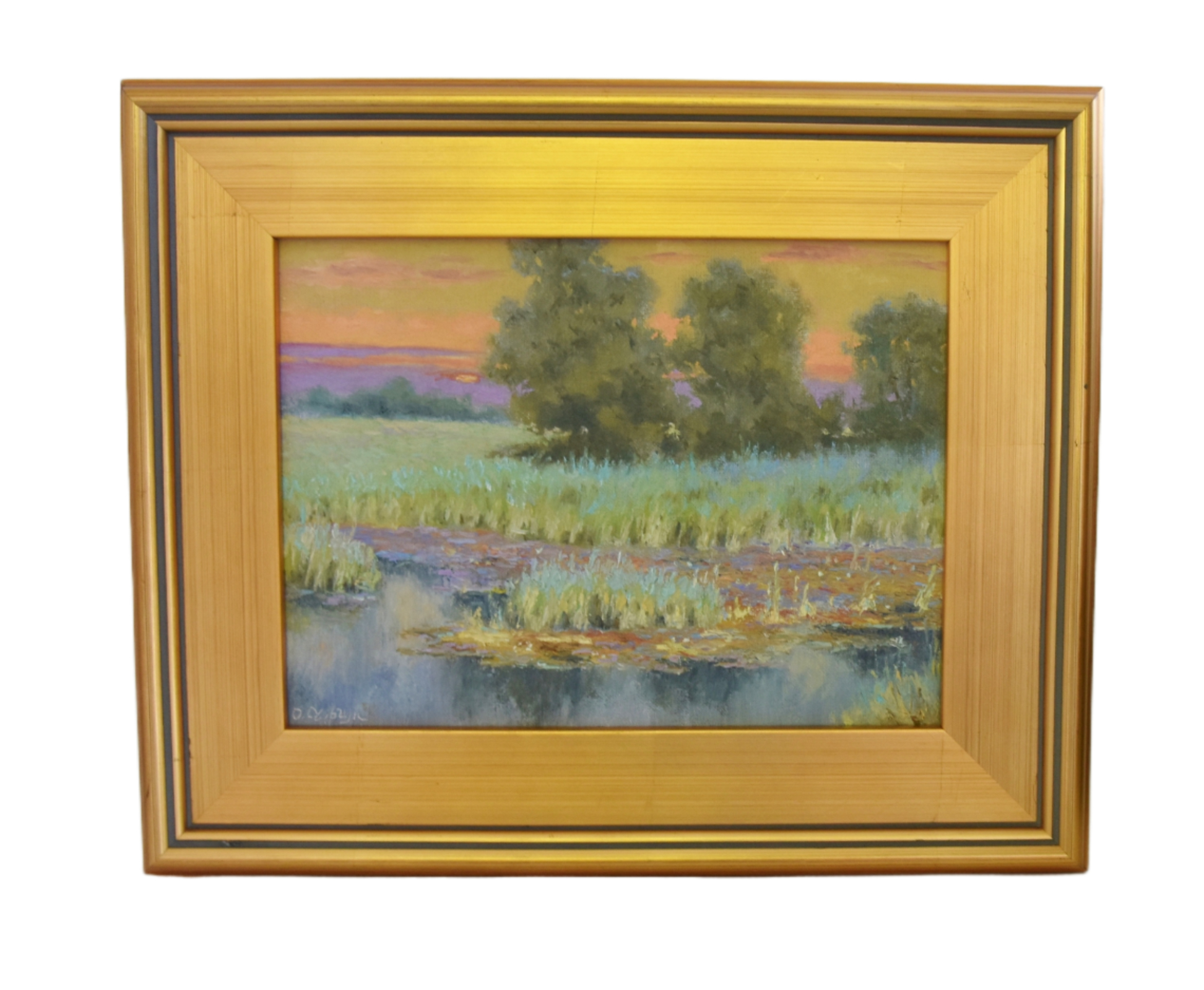 Sunset & Marsh Landscape Oil Painting~P77693566