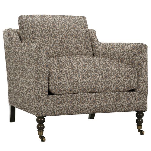 Margot Accent Chair, Daisy Block Print