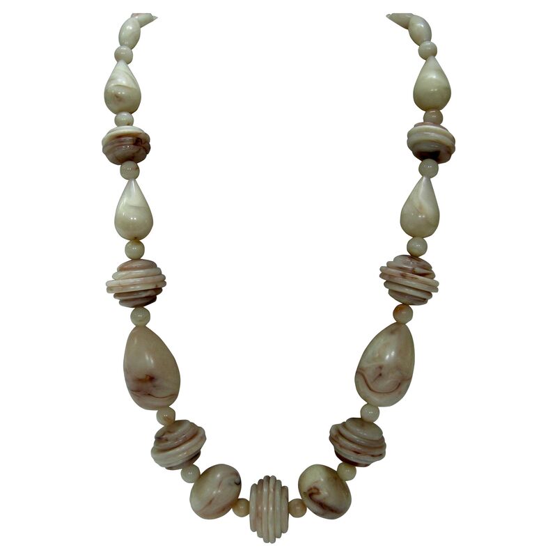 Modernist Marbleized Beaded Necklace