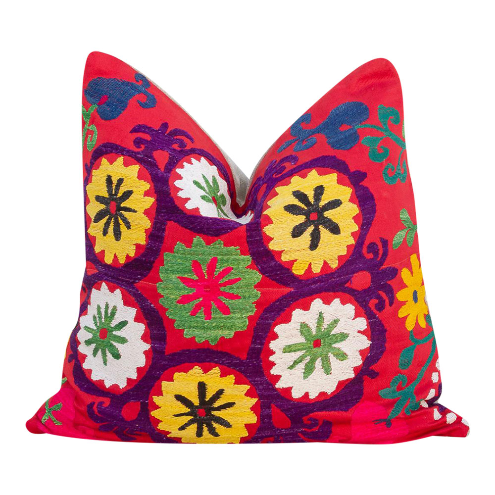 18" Zeena Vintage Suzani Square Pillow~P77666851