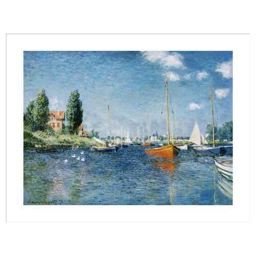 Red Boats Argenteuil by Claude Monet Framed Print