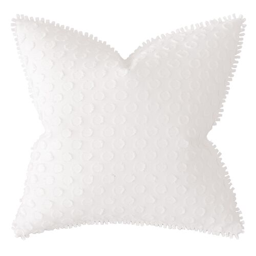 Frenchie Polka-Dot Pillow, White
