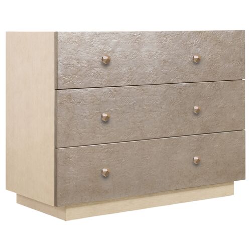 Westwood 3-Drawer Bachelors Chest w/USB, Silver/Limestone