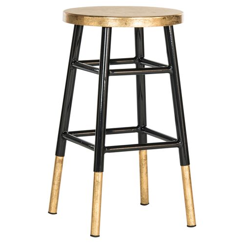 Lacie Counter Stool, Black/Gold~P47419254