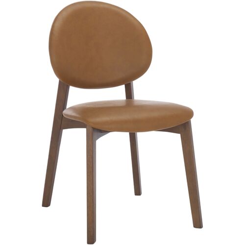 S/2 Valith Vegan Leather Dining Chairs, Walnut/Brown