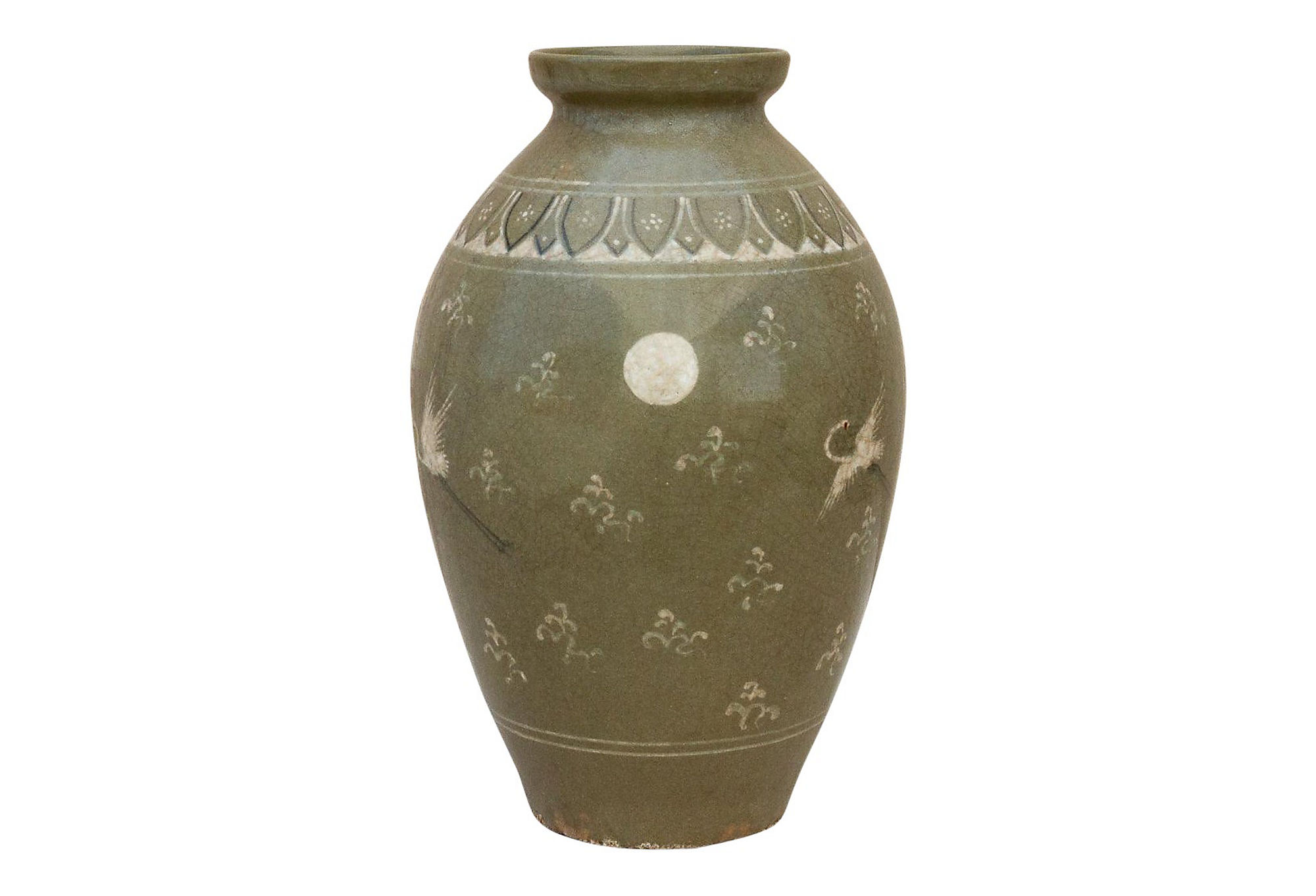 Korean Celadon Crane Glazed Vase~P77622098