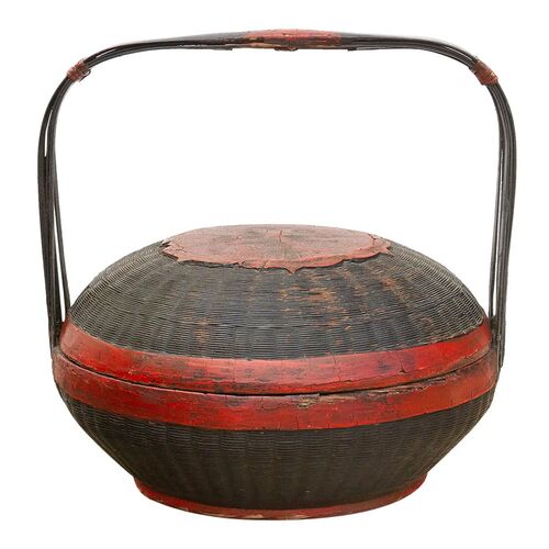 Antique Chinese Red/Black Wedding Basket~P77728968