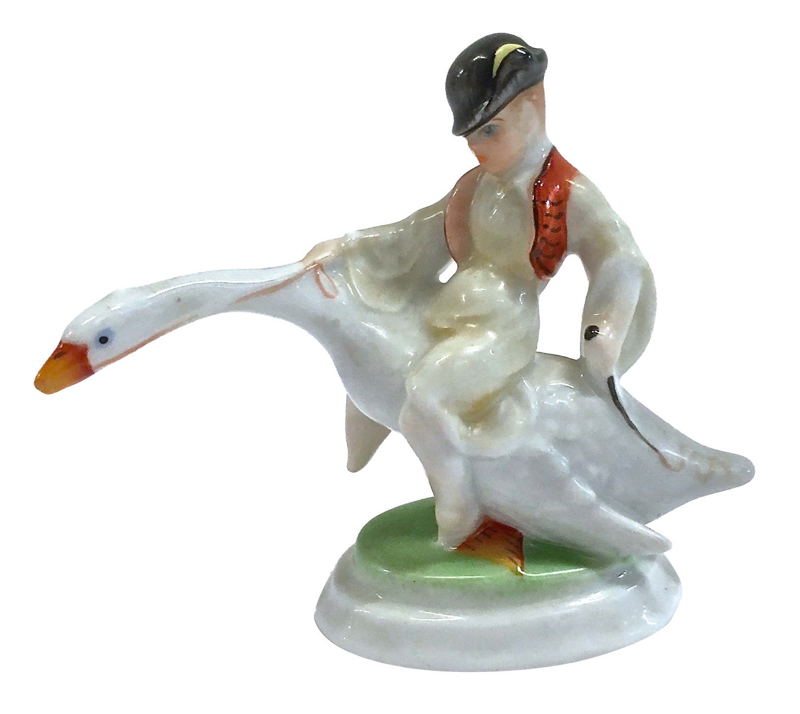 Herend Boy Riding A Goose Figurine~P77662586