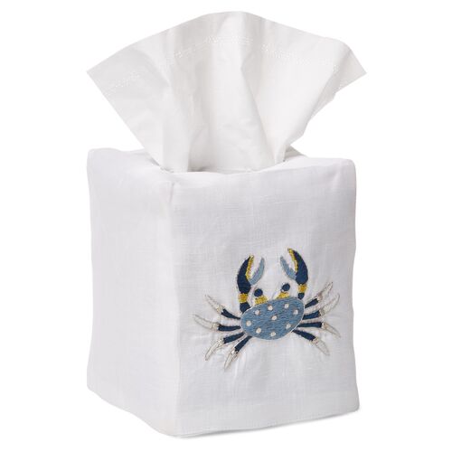 Crab Tissue Box Cover, Blue/White~P77368433