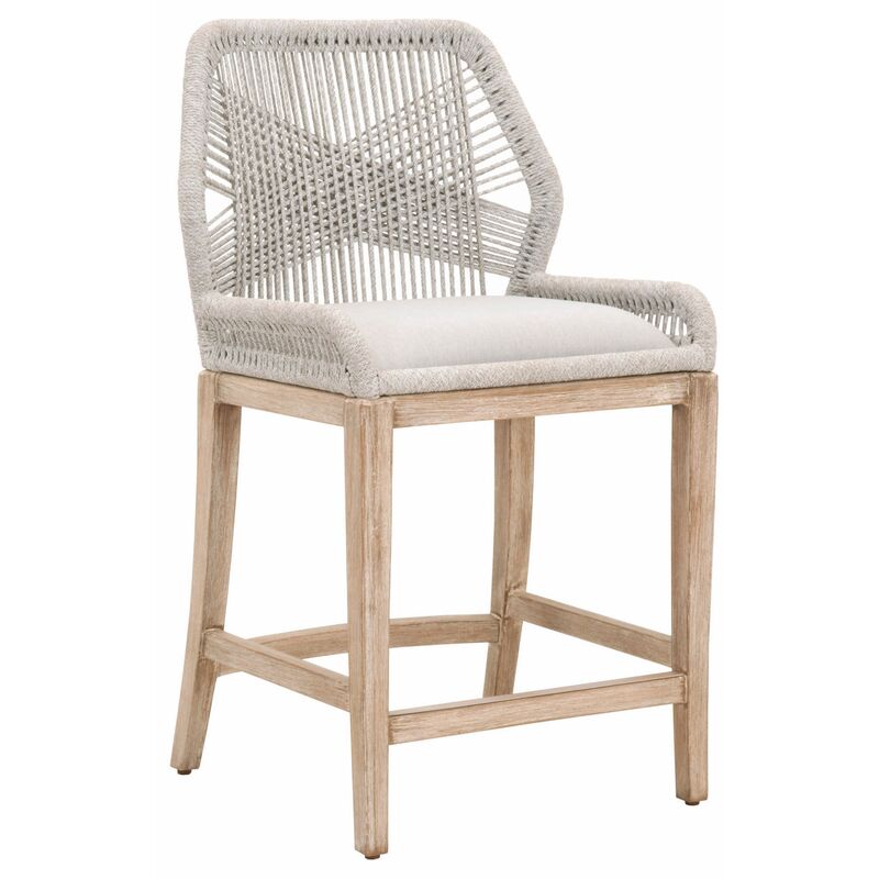 Easton Rope Outdoor Counter Stool, Taupe/Pumice