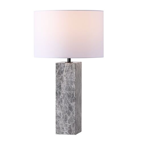 Mabel Square Marble Table Lamp, Gray/White Mabel Square Marble Table Lamp, Gray/White