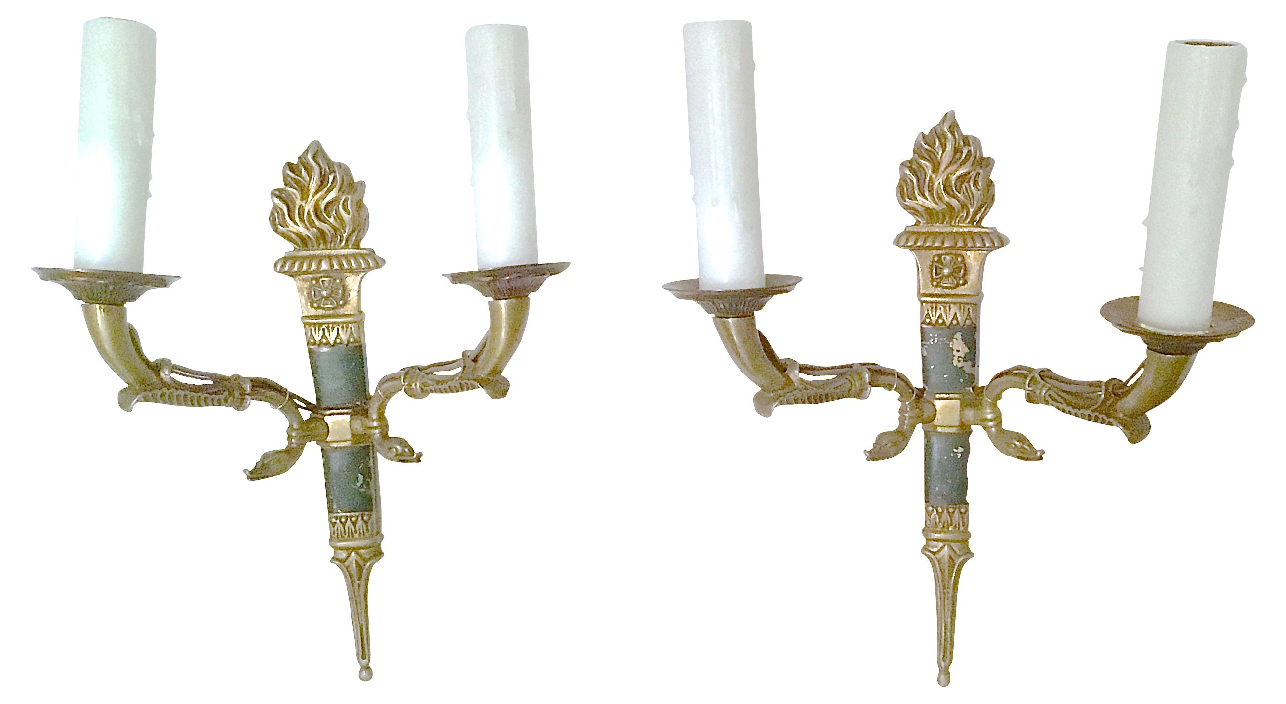 French Empire Torch & Swan Sconces, Pair~P77465024