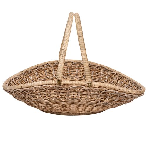 Provence Rattan Gathering Basket, Whitewash