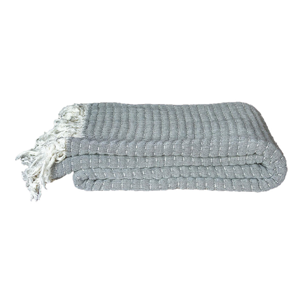 Pewter Quilted Handloomed Cotton Throw~P77657887