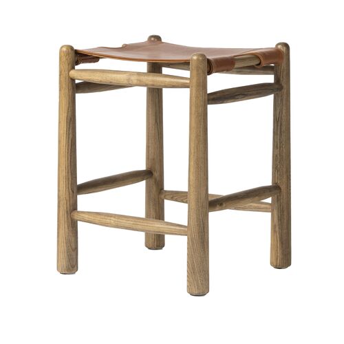 Kimber Backless Counter Stool, Dakota Tobacco Leather