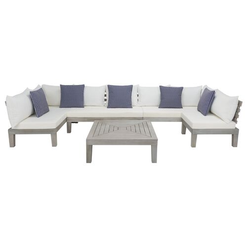 Aziel 5 Pc Outdoor Eucalyptus Living Set
