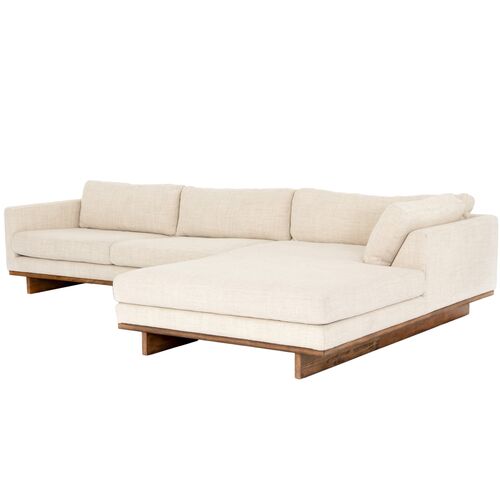Como 2pc 86" Sectional Right-Facing Chaise, Taupe Performance