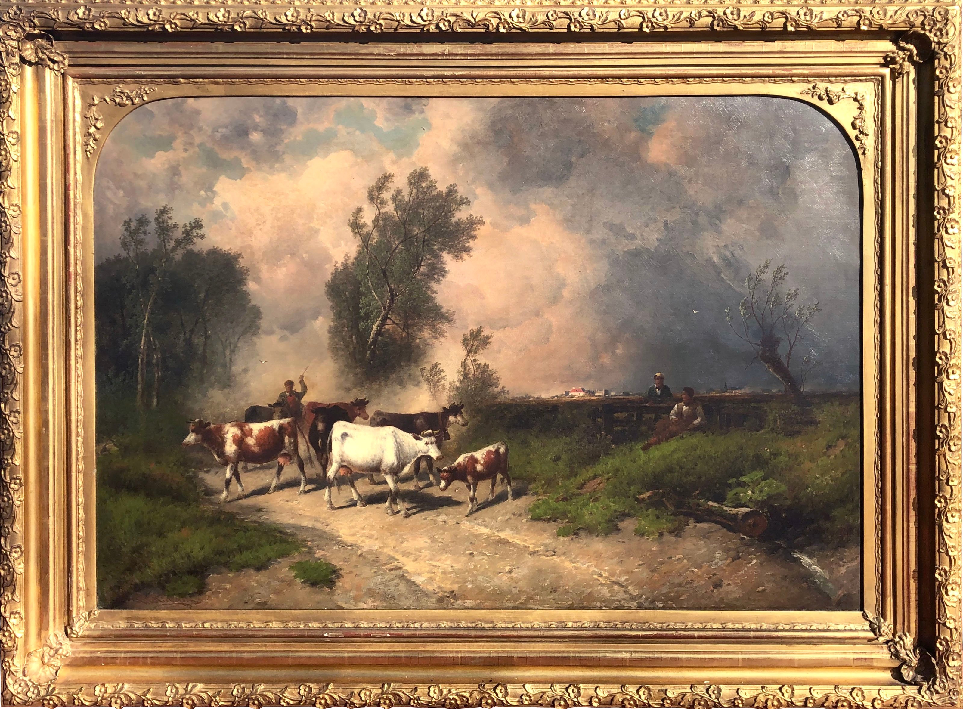 19th C Bucolic Landscape Oil Painting~P77574929