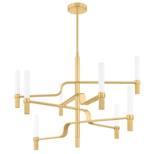 Liorah Chandelier, Aged Brass/Matte Cloud Glass Liorah Chandelier, Aged Brass/Matte Cloud Glass