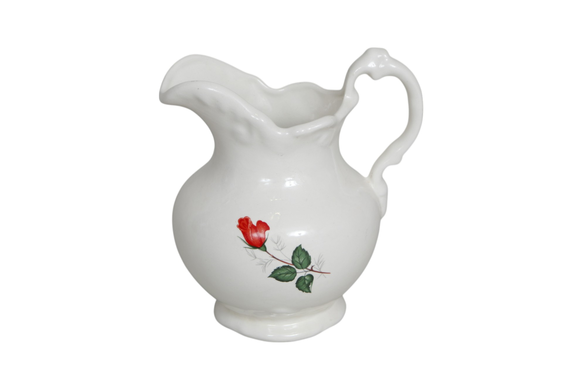 White Ceramic Rose Pitcher~P77738124