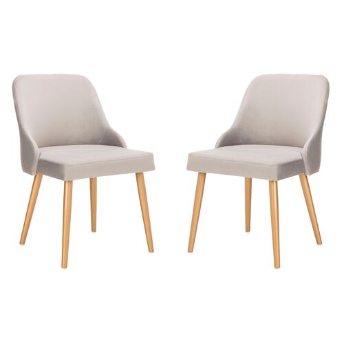 S/2 Andover Side Chairs, Gray Velvet~P65809341
