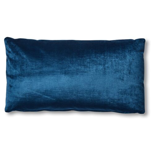 Ada Long Lumbar Pillow, Prussian Blue Velvet~P77483759