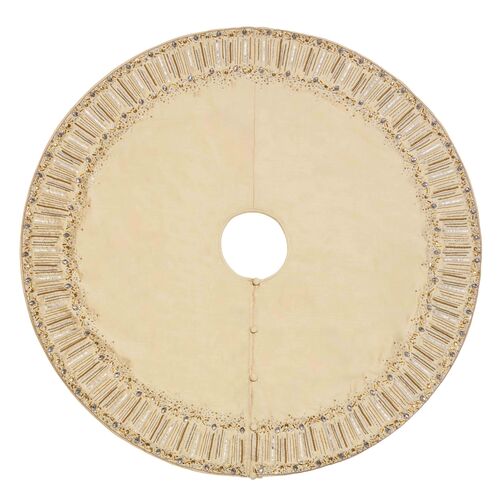 Gilded Sparkle Tree Skirt, Gold/Crystal