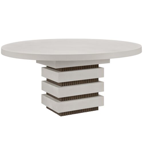 Flynn Outdoor Round Dining Table, Limestone/Grey