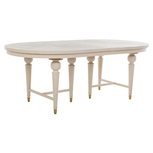 Rosemary Extension Dining Table, Cerused White/Stained Gold~P111111629