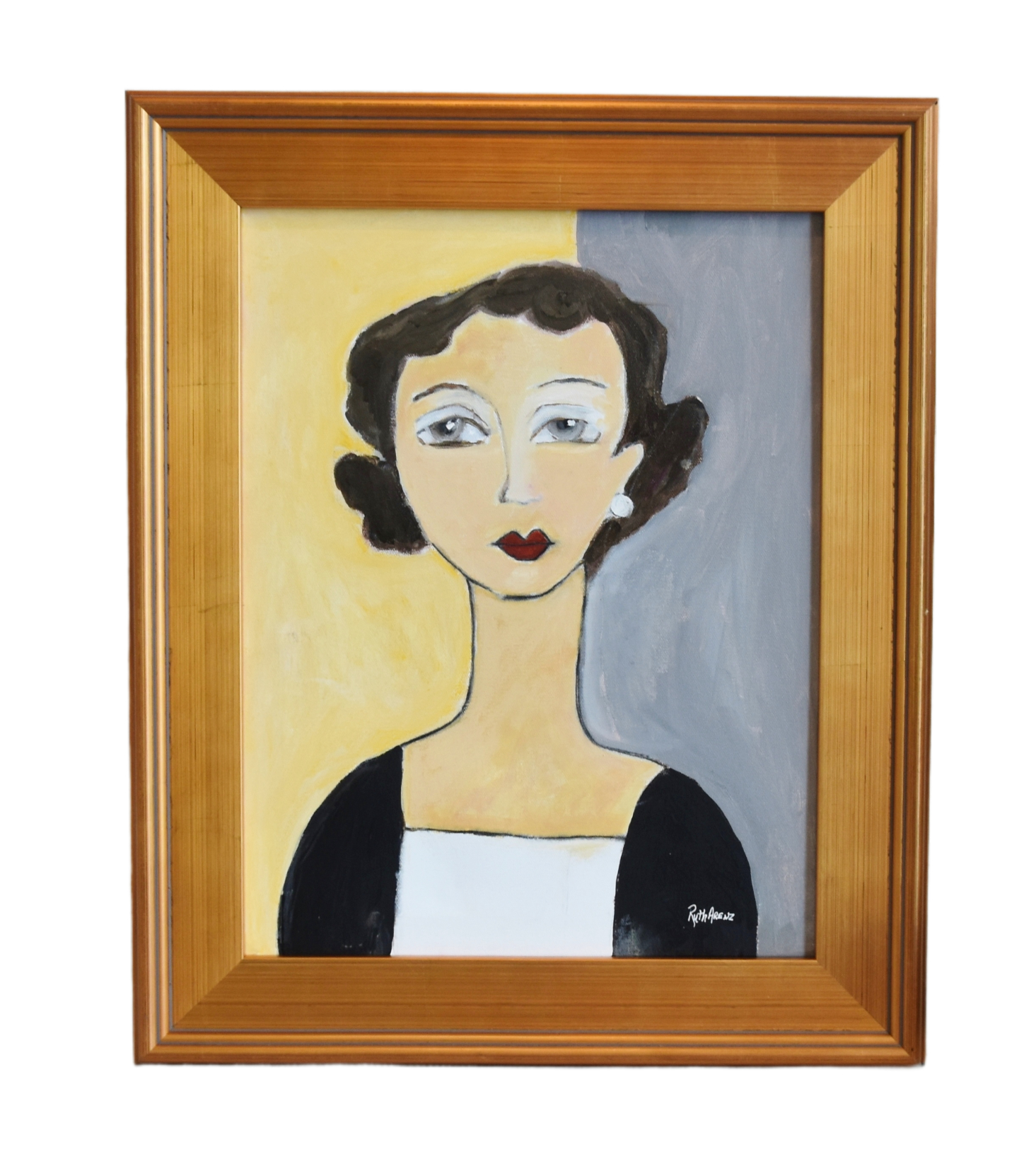 Stylish French Woman Portrait Painting~P77689380