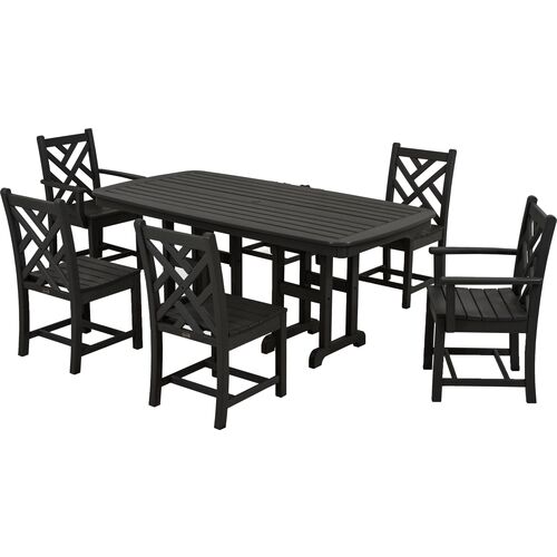 Chippendale Outdoor 7-Pc Dining Set, Black~P77651084