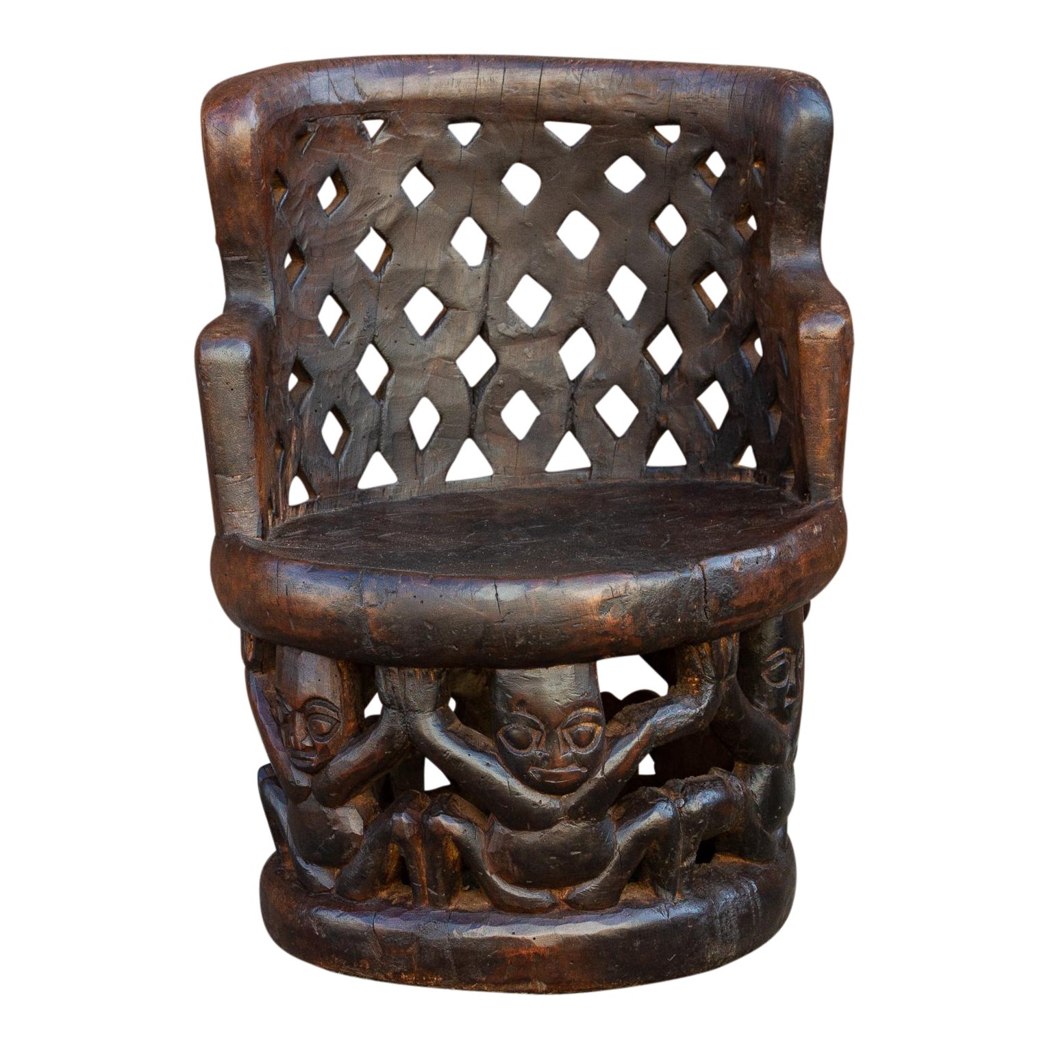 Nigerian Yoruba Carved Figural Chair~P77602816