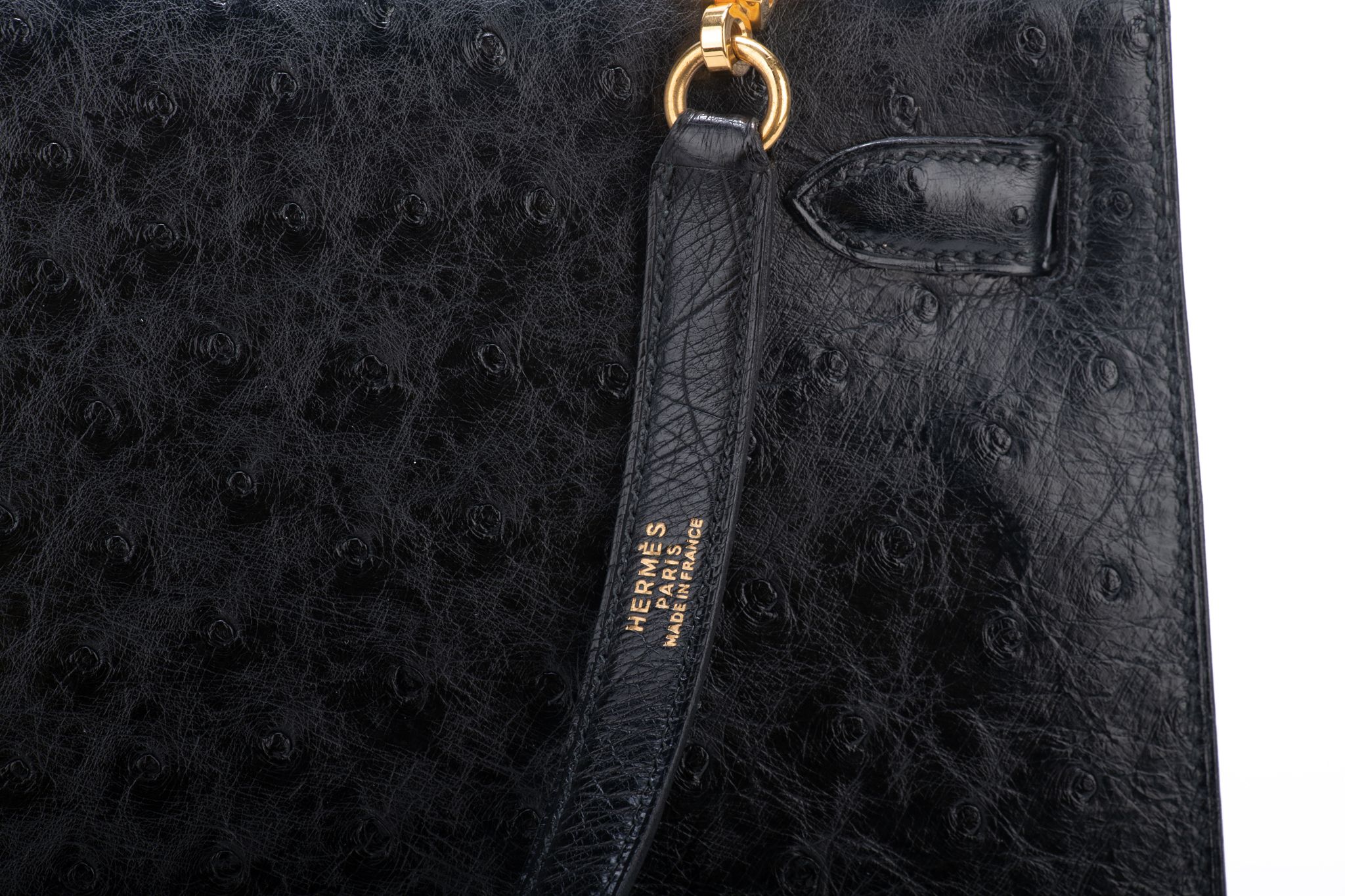 Kelly to go ostrich crossbody bag Hermès Black in Ostrich - 25511033