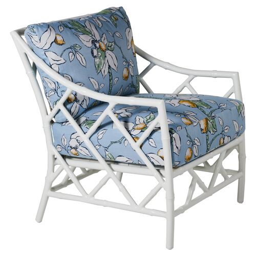 Kit Lounge Chair, White/Lemons Sunbrella~P77517101