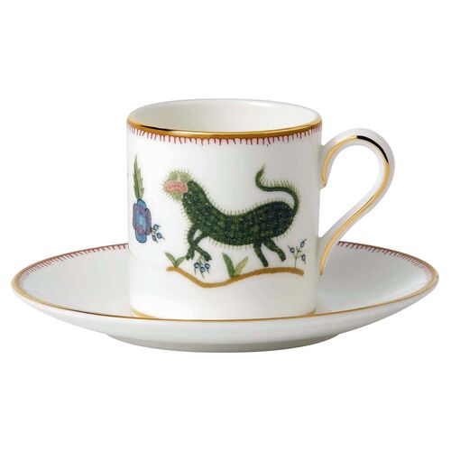 Kit Kemp Mythical Creatures Espresso Cup & Saucer, White~P77566423