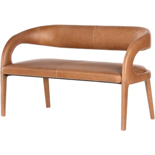 Nina Leather Dining Bench, Sonoma Butterscotch