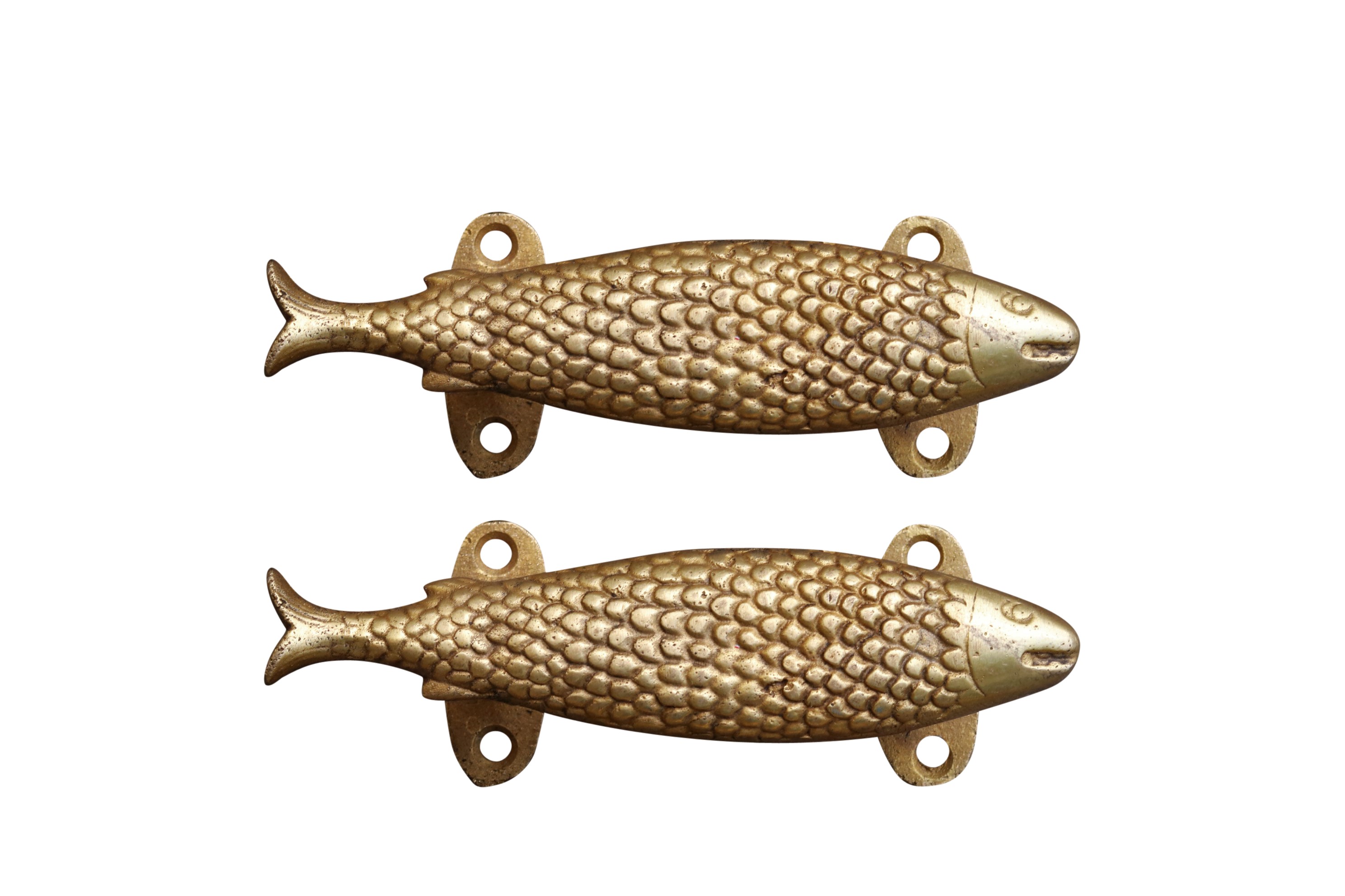 Brass Fish Door Handles - a Pair