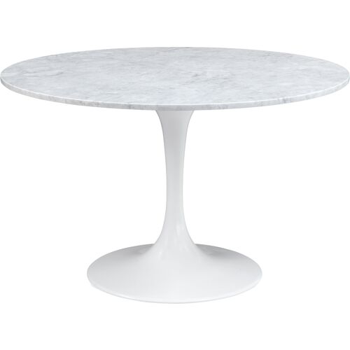 Fairfax 48" Round Marble Dining Table, White~P77656909