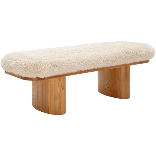 Ollie Straight Vegan Shearling Bench